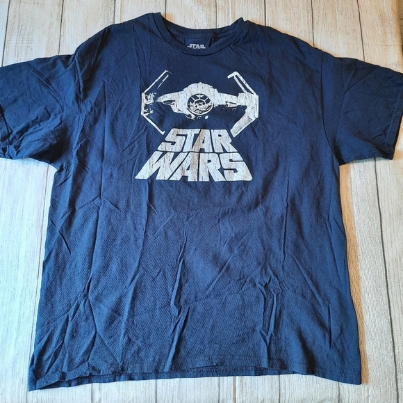 Star Wars Men Tie Fighter Navy Blue Tee Shirt 2XL - Picture 1 of 5
